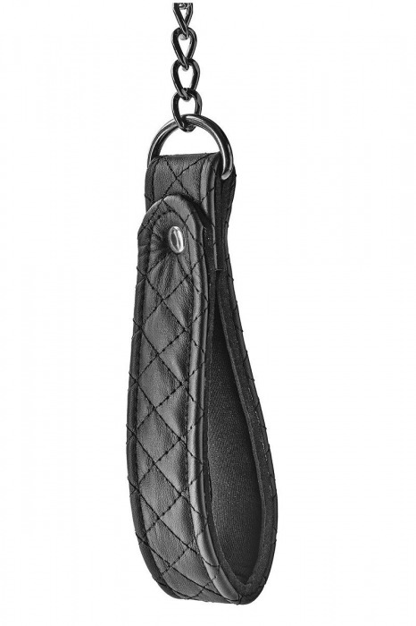 Черный ошейник с поводком COLLAR LEASH DIAMOND - Dream Toys - купить с доставкой во Владивостоке