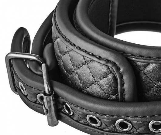 Черный ошейник с поводком COLLAR LEASH DIAMOND - Dream Toys - купить с доставкой во Владивостоке