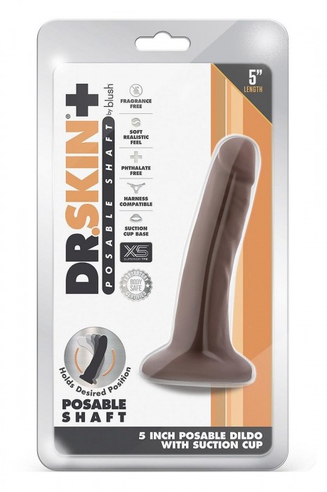 Коричневый фаллоимитатор-реалистик 5 Inch Posable Dildo - 13,9 см. - Blush Novelties