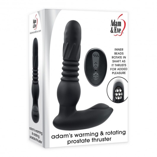 Черный массажер простаты Adams Warming   Rotating Prostate Thruster - 15,3 см. - Adam & Eve - во Владивостоке купить с доставкой