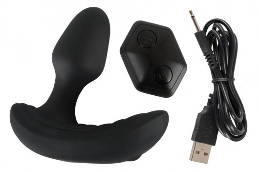 Черный вибростимулятор простаты Butt Plug с функцией расширения - 10,7 см. - Orion - во Владивостоке купить с доставкой