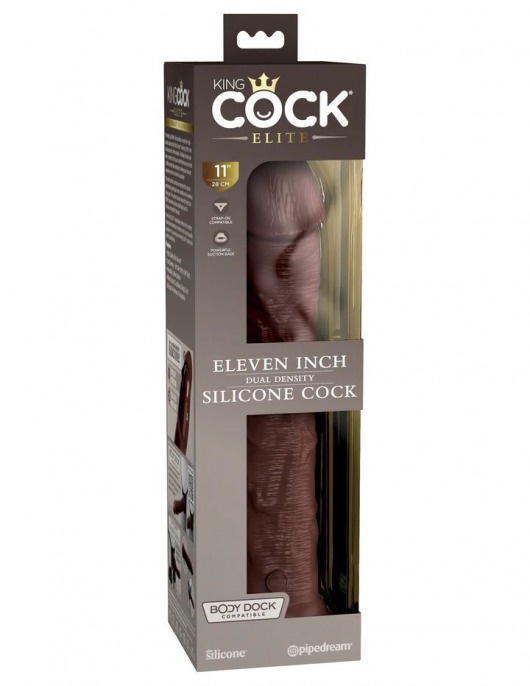 Коричневый фаллоимитатор-реалистик 11  Silicone Dual Density Cock - 29,5 см. - Pipedream
