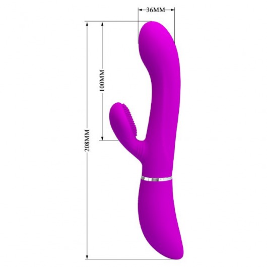 Лиловый вибратор-кролик с подвижной клиторальной щеточкой Clitoris Vibrator - 20,8 см. - Baile