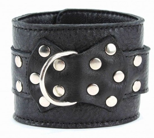 Чёрные наручники  из кожи с пряжкой - БДСМ Арсенал - купить с доставкой во Владивостоке