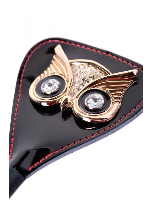 Чёрный стек с совой на кожаном наконечнике - 24 см. - ToyFa - купить с доставкой во Владивостоке