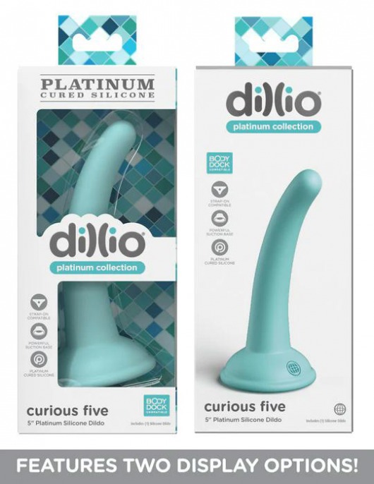Аквамариновая насадка для страпона Curious Five на присоске - 14,6 см. - Pipedream - купить с доставкой во Владивостоке