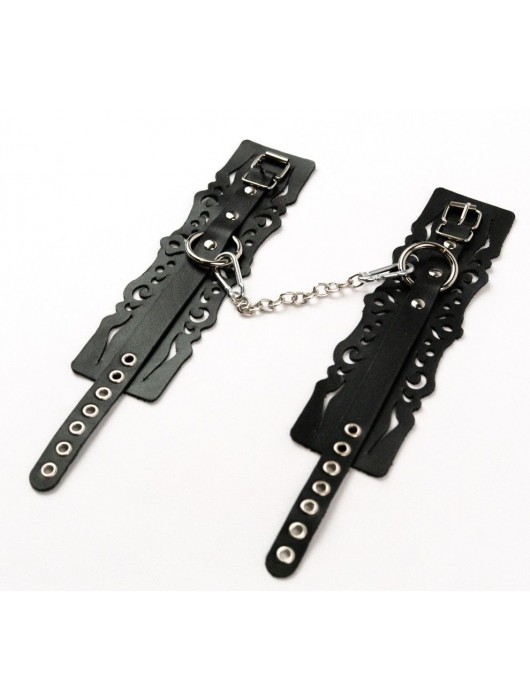 Узорчатые кожаные оковы с регулируемыми ремешками - Crazy Handmade - купить с доставкой во Владивостоке