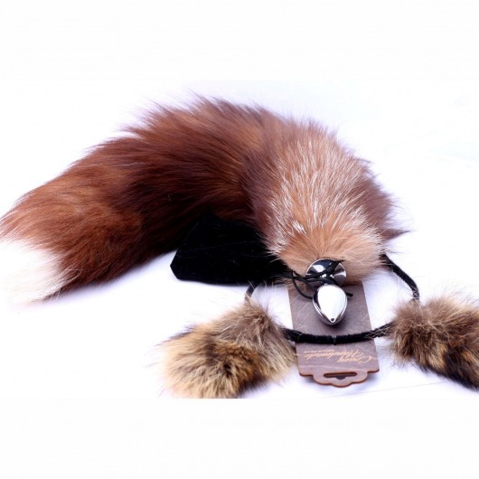 Игровой комплект: серебристая анальная пробка с пушистым хвостом и ободок-ушки - Crazy Handmade - купить с доставкой во Владивостоке
