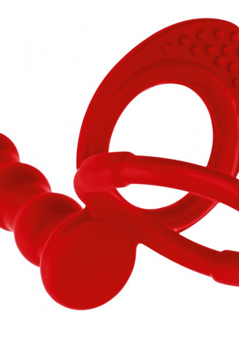 Красная насадка на пенис для двойного проникновения - 19,5 см. - ToyFa - купить с доставкой во Владивостоке