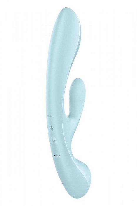 Голубой двусторонний вибратор-кролик Triple Oh - Satisfyer