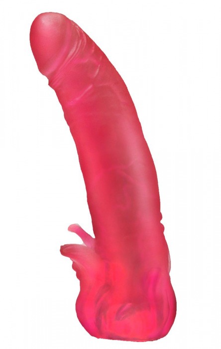 Розовая насадка для страпона с клиторальными лепестками - 18,5 см. - LOVETOY (А-Полимер) - купить с доставкой во Владивостоке