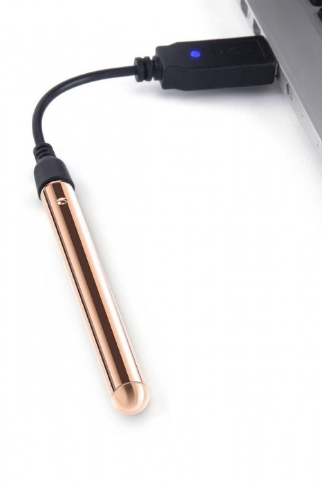 Золотистый вибростимулятор-кулон на цепочке Necklace Rechargeable Vibrator - Le Wand