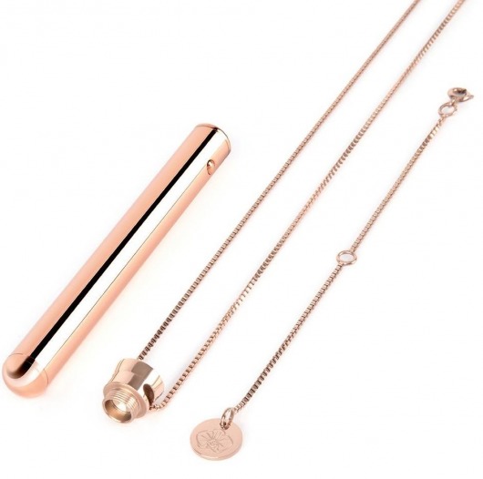Золотистый вибростимулятор-кулон на цепочке Necklace Rechargeable Vibrator - Le Wand