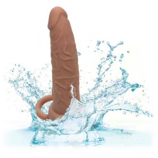 Коричневая перезаряжаемая вибронасадка для двойного проникновения Rechargeable Dual Penetrator - California Exotic Novelties - купить с доставкой во Владивостоке