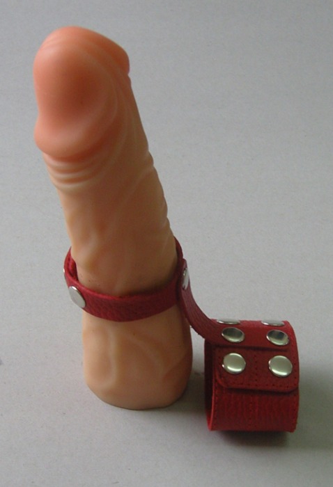 Красный кожаный поводок на пенис с кнопками - Sitabella - купить с доставкой во Владивостоке