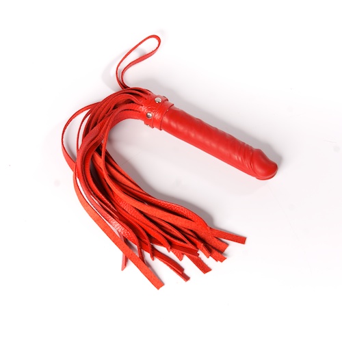 Красная плеть  Ракета А  с рукоятью из латекса и хвостами из кожи - 50 см. - Sitabella - купить с доставкой во Владивостоке