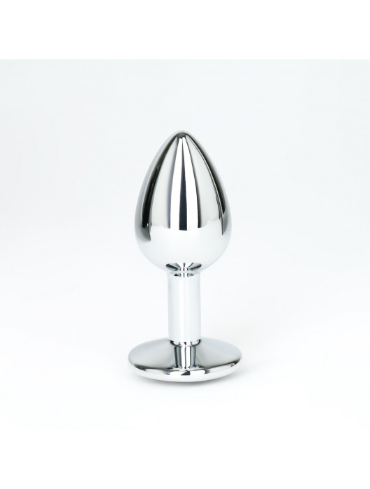 Серебристая анальная пробка с колокольчиками и красным кристаллом - 7 см. - Сима-Ленд