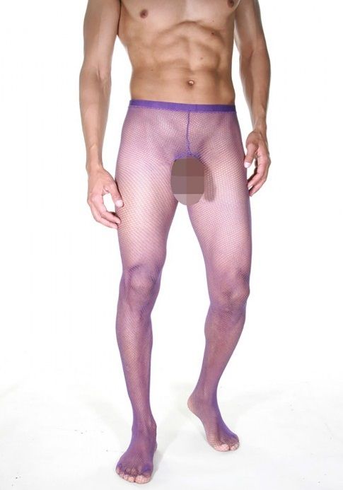Мужские фиолетовые колготы с полностью открытыми ягодицами - La Blinque купить с доставкой
