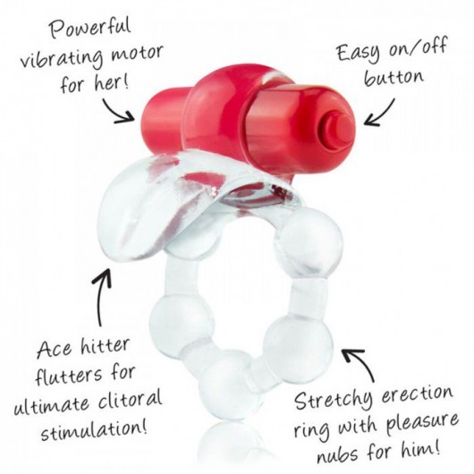 Виброкольцо с язычком и красным виброэлементом Overtime - Screaming O - во Владивостоке купить с доставкой
