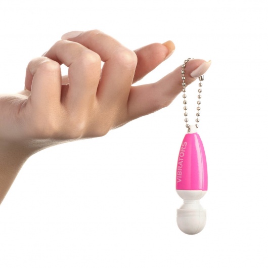 Бело-розовый вибратор-брелок - 5 см. - Сима-Ленд