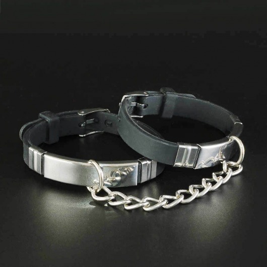 Черные силиконовые наручники с серебристой цепочкой - Sitabella - купить с доставкой во Владивостоке