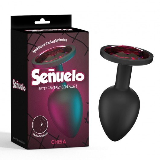 Черная анальная пробка с кристаллм Booty Fantasy Gem Plug L - 9,5 см. - Chisa