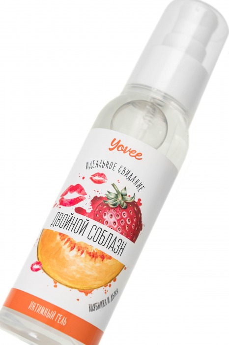 Съедобная гель-смазка Yovee «Двойной соблазн» с Д-пантенолом и вкусом клубники и дыни - 100 мл. - ToyFa - купить с доставкой во Владивостоке