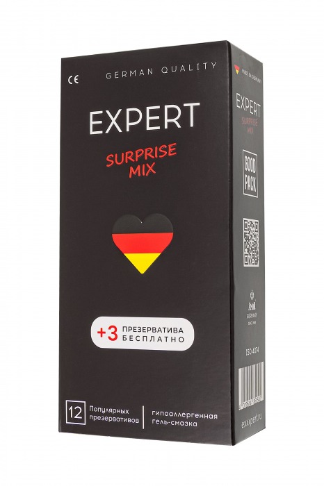 Презервативы EXPERT Surprise Mix - 12 шт.(+3 в подарок) - Expert - купить с доставкой во Владивостоке