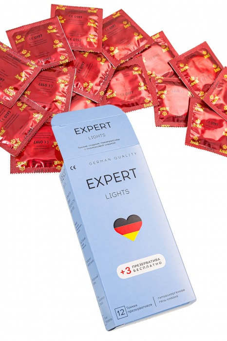 Ультратонкие презервативы EXPERT Lights - 12 шт.(+3 в подарок) - Expert - купить с доставкой во Владивостоке