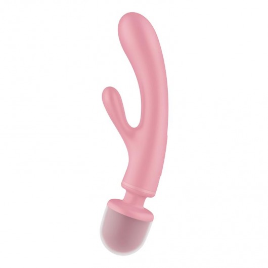 Розовый двусторонний вибромассажер Triple Lover - 23,7 см. - Satisfyer