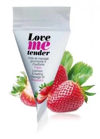 Съедобное согревающее массажное масло Love Me Tender Strawberry с ароматом клубники - 10 мл. - Love to Love - купить с доставкой во Владивостоке