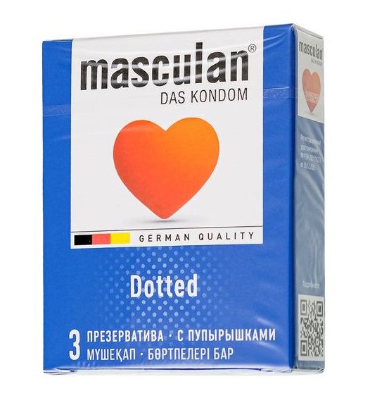 Презервативы с пупырышками Masculan Dotted - 3 шт. - Masculan - купить с доставкой во Владивостоке