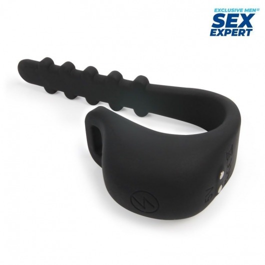Черное эрекционное кольцо с электростимуляцией Sex Expert - Sex Expert - купить с доставкой во Владивостоке