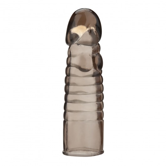 Дымчатая насадка-удлинитель Ribbed Realistic Penis Enhancing Sleeve Extension - 15,2 см. - BlueLine - во Владивостоке купить с доставкой