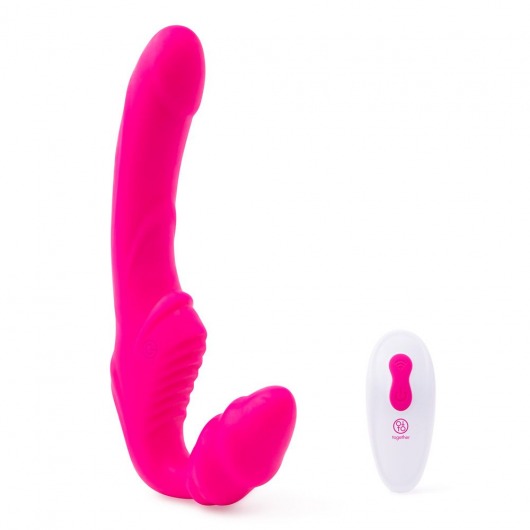 Розовый безремневой страпон на радиоуправлении Strapless Together - 22 см. - Together Toy - купить с доставкой во Владивостоке