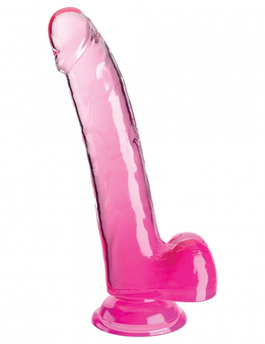 Розовый фаллоимитатор с мошонкой на присоске 9’’ Cock with Balls - 24,8 см. - Pipedream