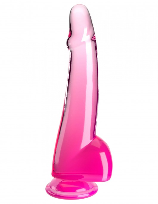 Розовый фаллоимитатор с мошонкой на присоске 10’’ Cock with Balls - 27,9 см. - Pipedream