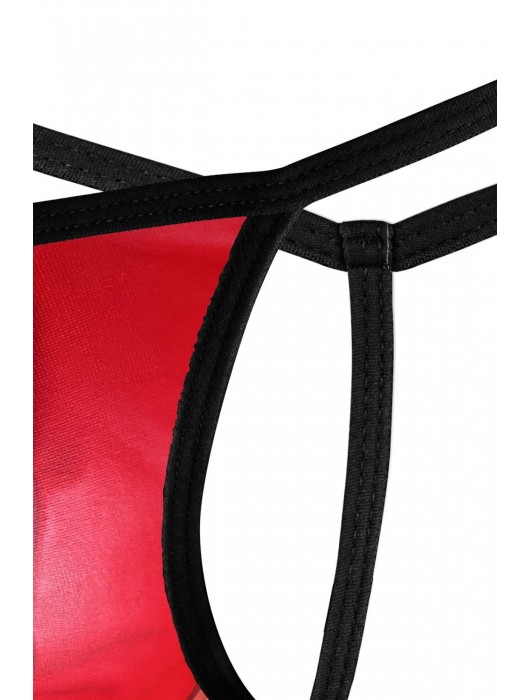 Красные трусы-стринги с черной окантовкой - Darkzone купить с доставкой