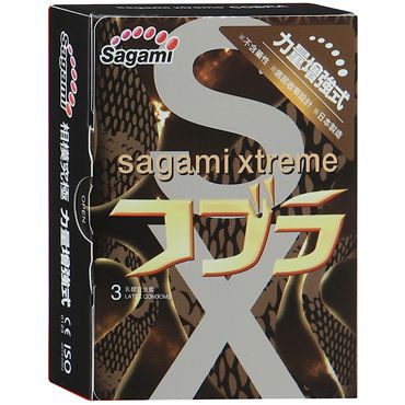 Суженные к основанию презервативы Sagami Xtreme COBRA - 3 шт. - Sagami - купить с доставкой во Владивостоке