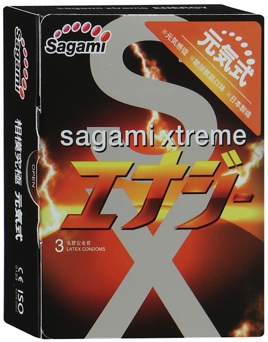 Презервативы Sagami Xtreme ENERGY с ароматом энергетика - 3 шт. - Sagami - купить с доставкой во Владивостоке