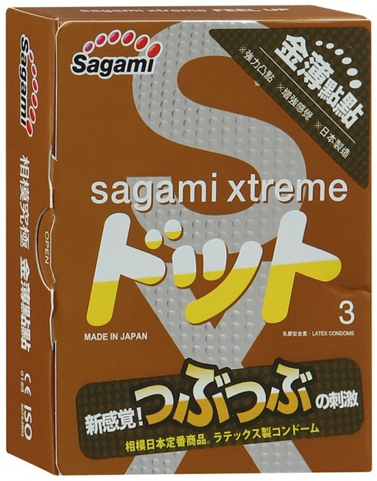 Презервативы Sagami Xtreme FEEL UP с точечной текстурой и линиями прилегания - 3 шт. - Sagami - купить с доставкой во Владивостоке