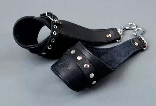 Чёрные кожаные наручники для подвешивания - Подиум - купить с доставкой во Владивостоке