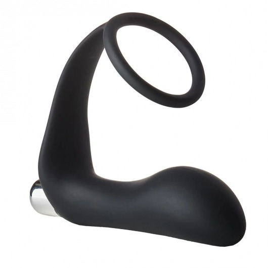 Черное эрекционное кольцо с вибропробкой Vibrating Anal Plug With Cockring - Dream Toys - во Владивостоке купить с доставкой