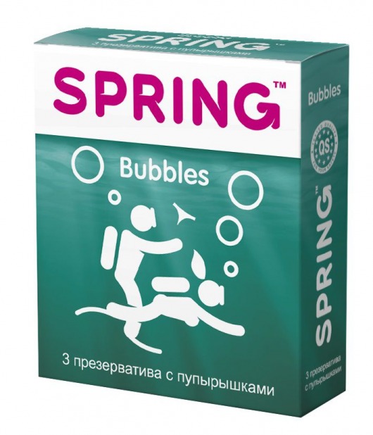 Презервативы SPRING BUBBLES с пупырышками - 3 шт. - SPRING - купить с доставкой во Владивостоке