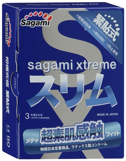 Розовые презервативы Sagami Xtreme FEEL FIT 3D - 3 шт. - Sagami - купить с доставкой во Владивостоке