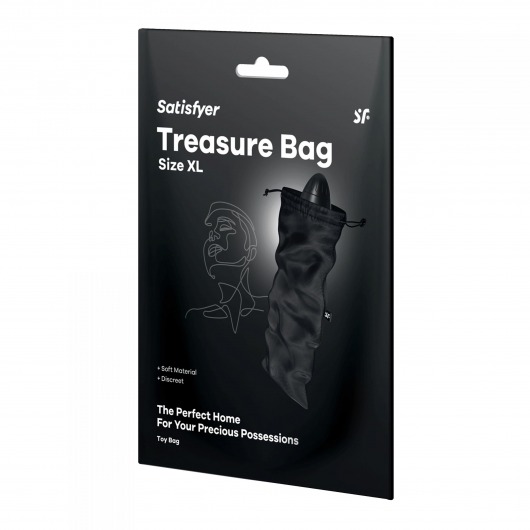 Черный мешочек для хранения игрушек Treasure Bag XL - Satisfyer - купить с доставкой во Владивостоке