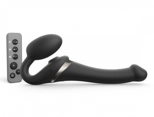 Черный безремневой страпон Multi Orgasm Size S с клиторальной стимуляцией - Strap-on-me - купить с доставкой во Владивостоке