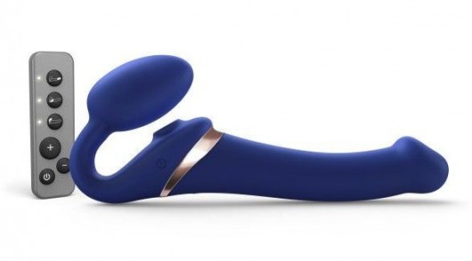 Синий безремневой страпон Multi Orgasm Size M с клиторальной стимуляцией - Strap-on-me - купить с доставкой во Владивостоке