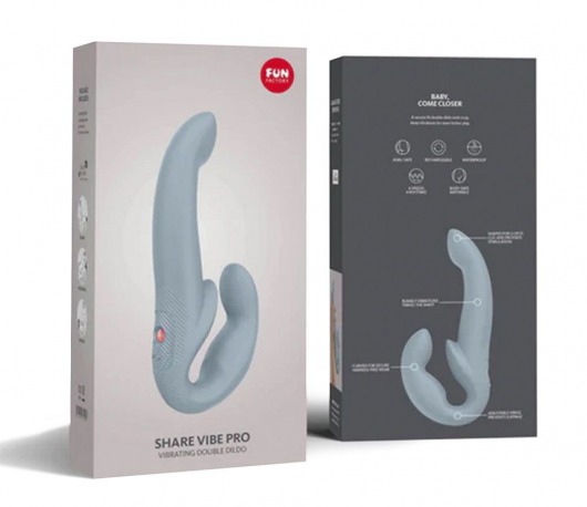 Серый безремневой страпон Share Vibe Pro - Fun Factory - купить с доставкой во Владивостоке