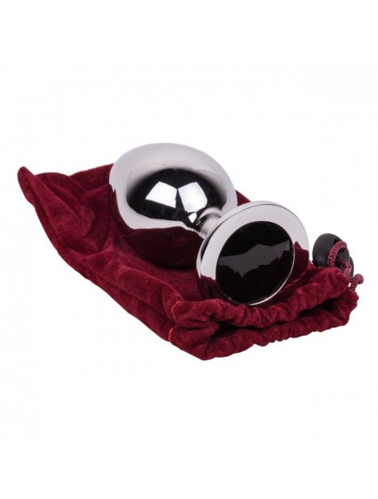 Большой стальной плаг с черным кристаллом Black Rave - 9,5 см. - Erotic Fantasy - купить с доставкой во Владивостоке